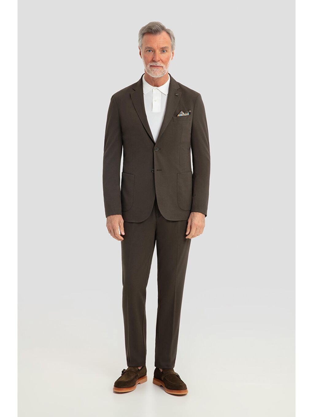 Mono Yaka Modal Karışımlı Takım Elbise Koyu Haki-1