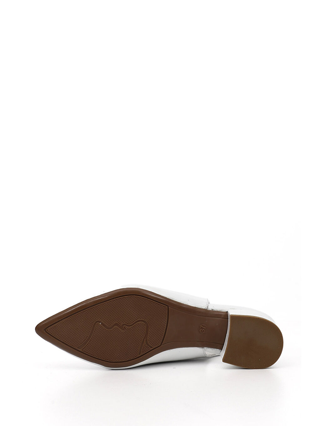 Beyaz Kadın BEYAZ-AÇIK GRİ Kalın Topuklu Arkası Açık Hakiki Deri Ayakkabı-4