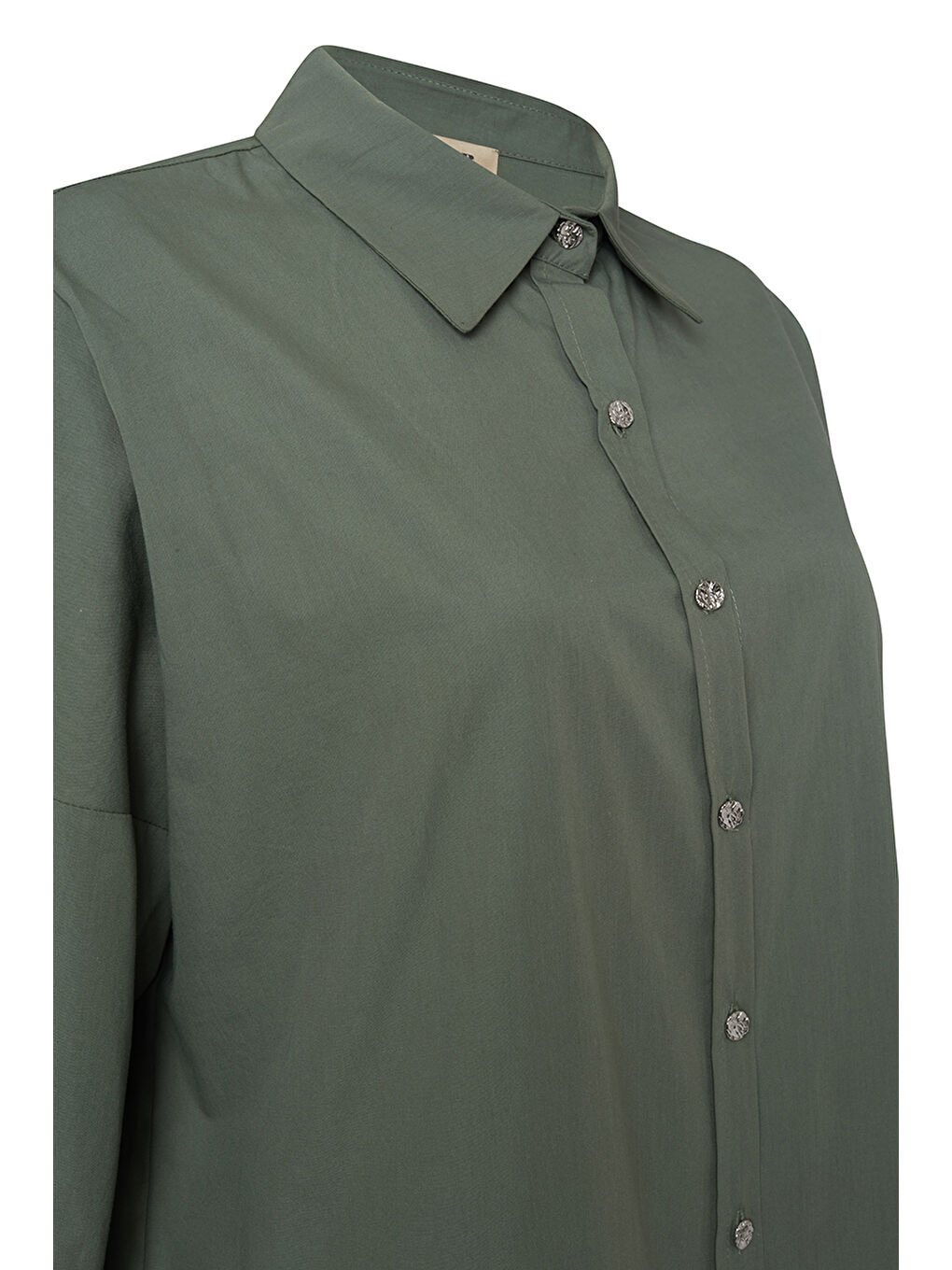 Yeşil Basic Pamuk Bluz-1