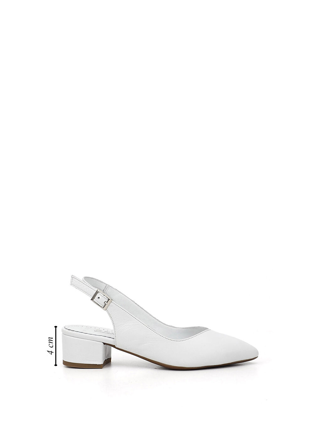 Beyaz Kadın PARLAK BEYAZ Kalın Topuklu Arkası Açık Hakiki Deri Ayakkabı-1