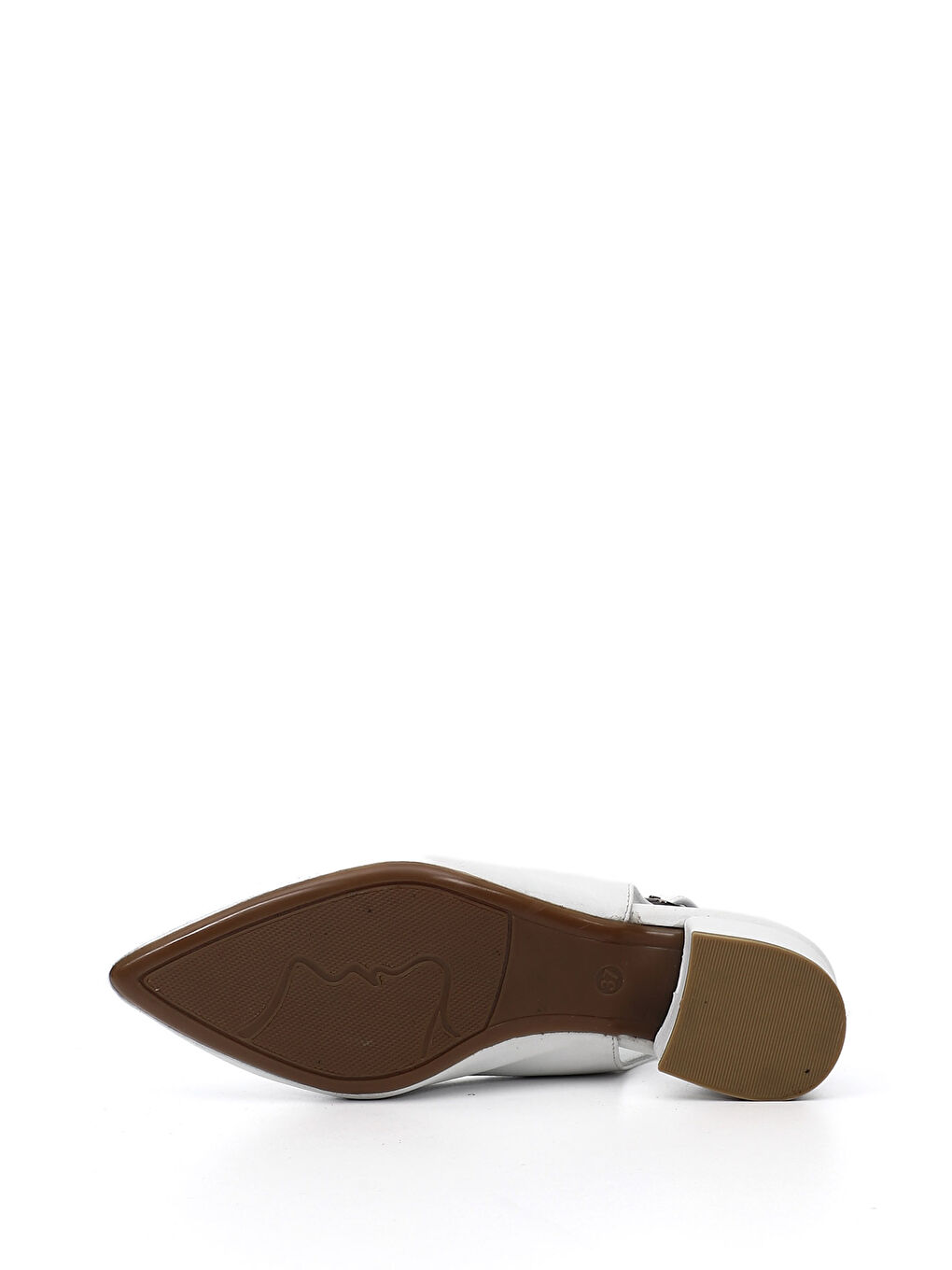 Beyaz Kadın PARLAK BEYAZ Kalın Topuklu Arkası Açık Hakiki Deri Ayakkabı-4