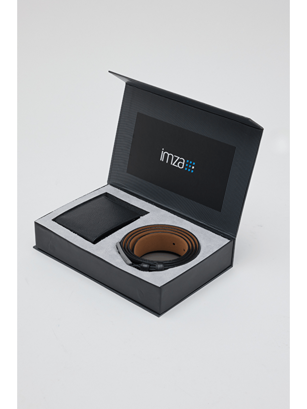 Siyah Kemer Cüzdan Set Düz %100 Deri 1048255100