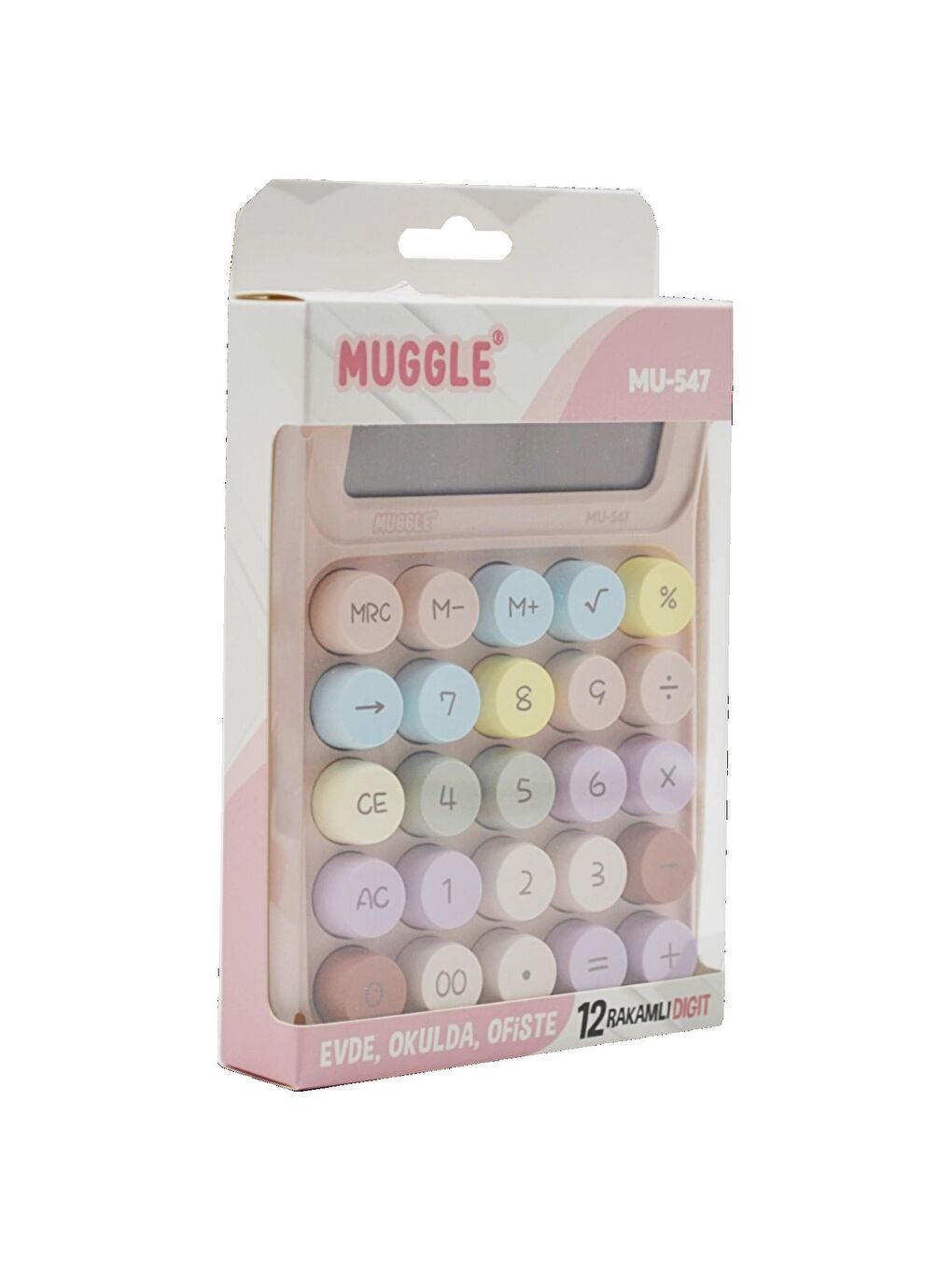 Muggle MU-547 Masaüstü 12 Haneli Pilli Hesap Makinesi Pembe - 1