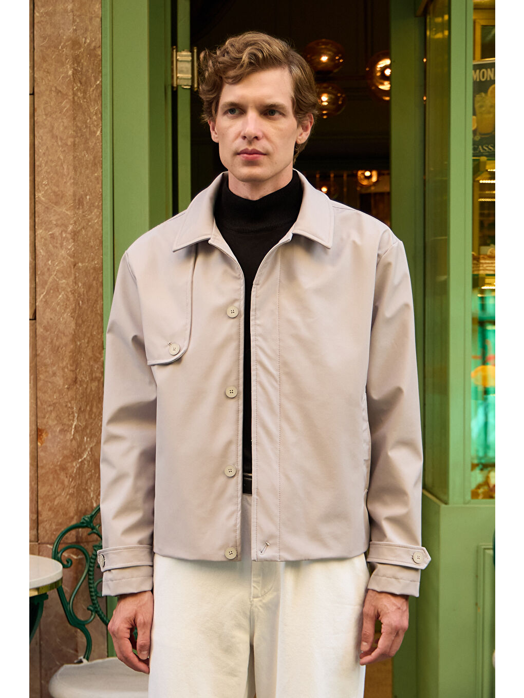 Bej Erkek Regular Fit Ceket Taş-2