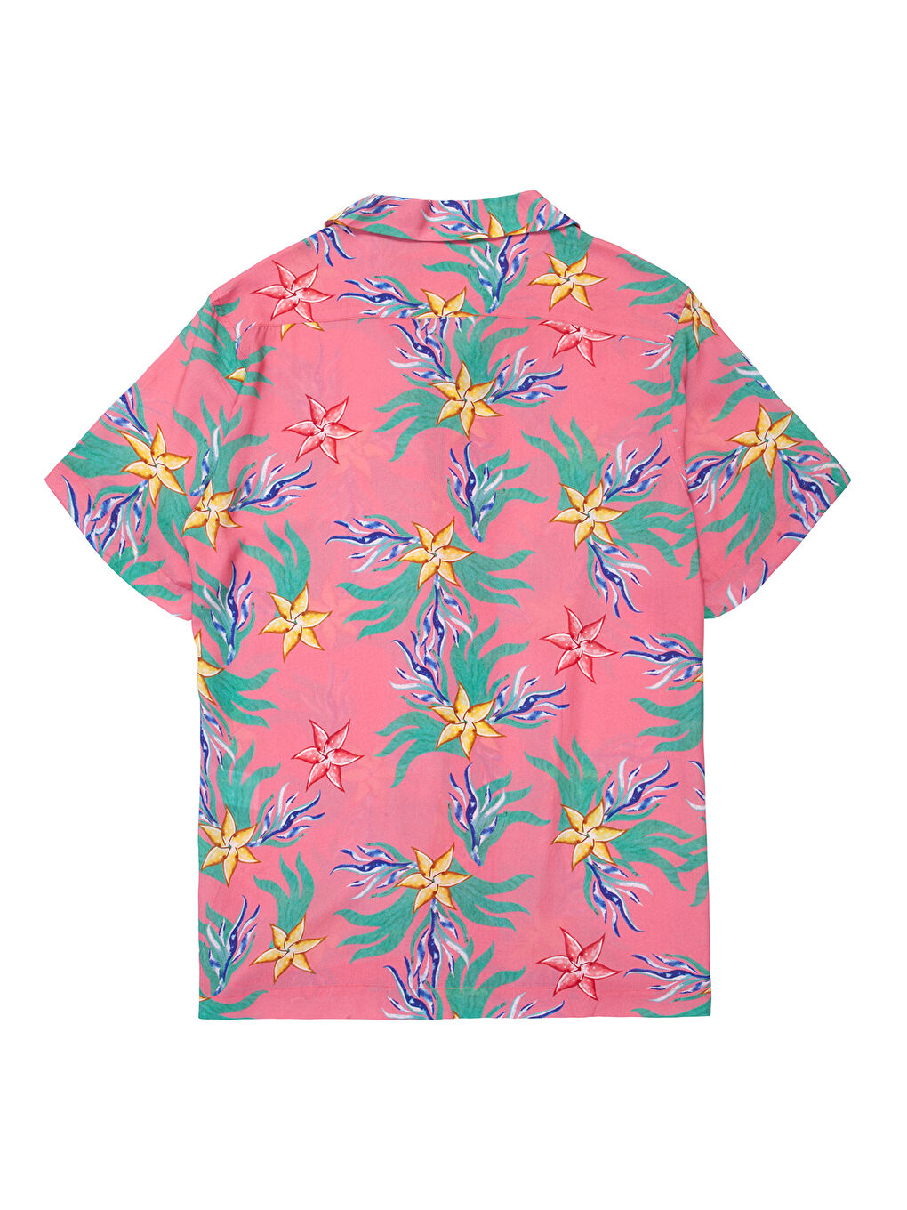 Karışık Mercan Desenli %100 Viskon Yumuşak Nefes Alabilir Kumaşlı Erkek Gömlek-1