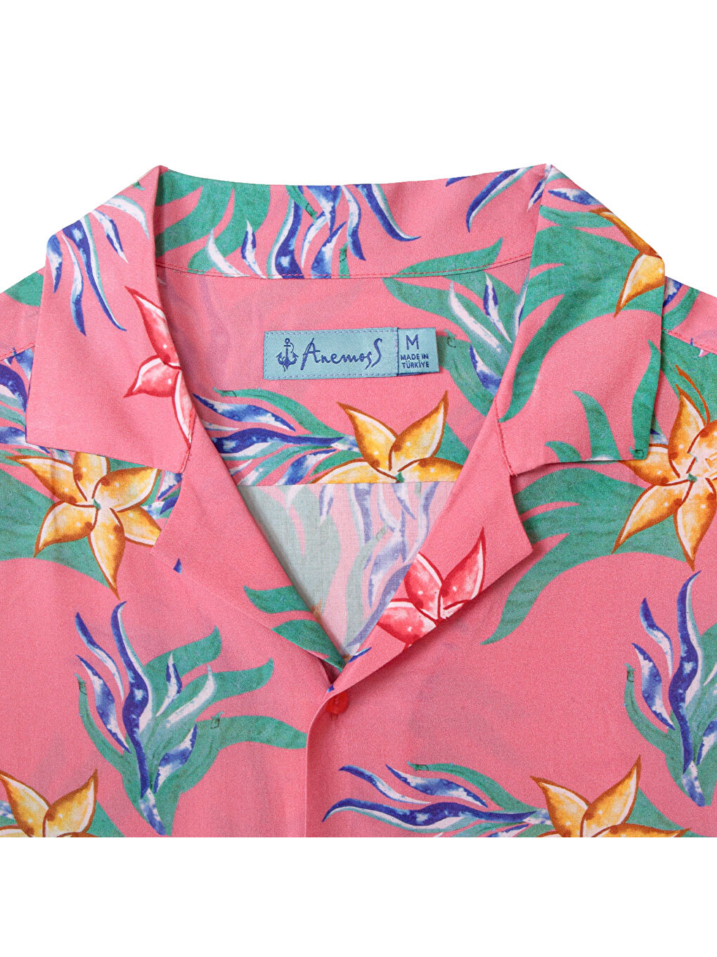 Karışık Mercan Desenli %100 Viskon Yumuşak Nefes Alabilir Kumaşlı Erkek Gömlek-3