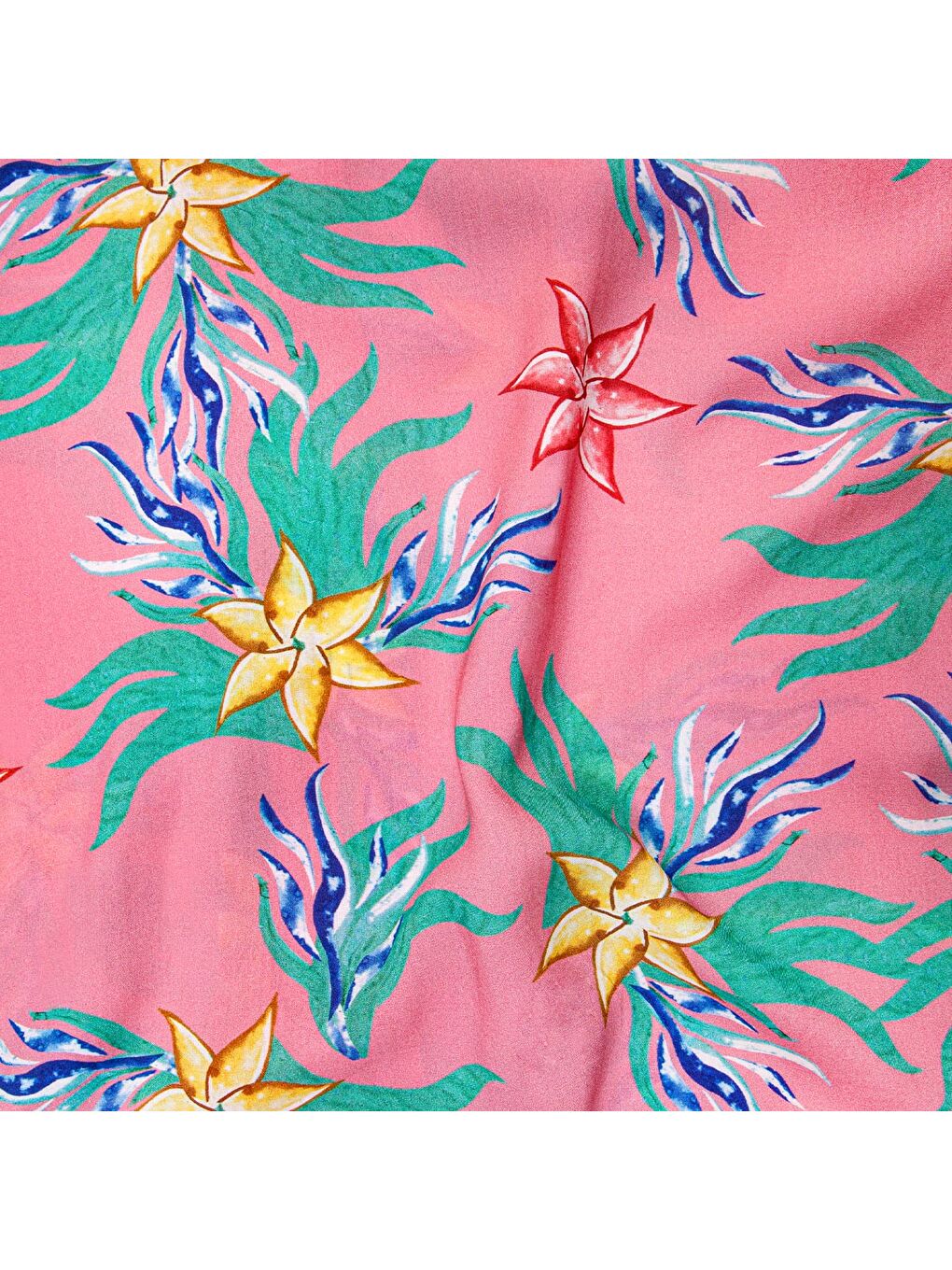 Karışık Mercan Desenli %100 Viskon Yumuşak Nefes Alabilir Kumaşlı Erkek Gömlek-5