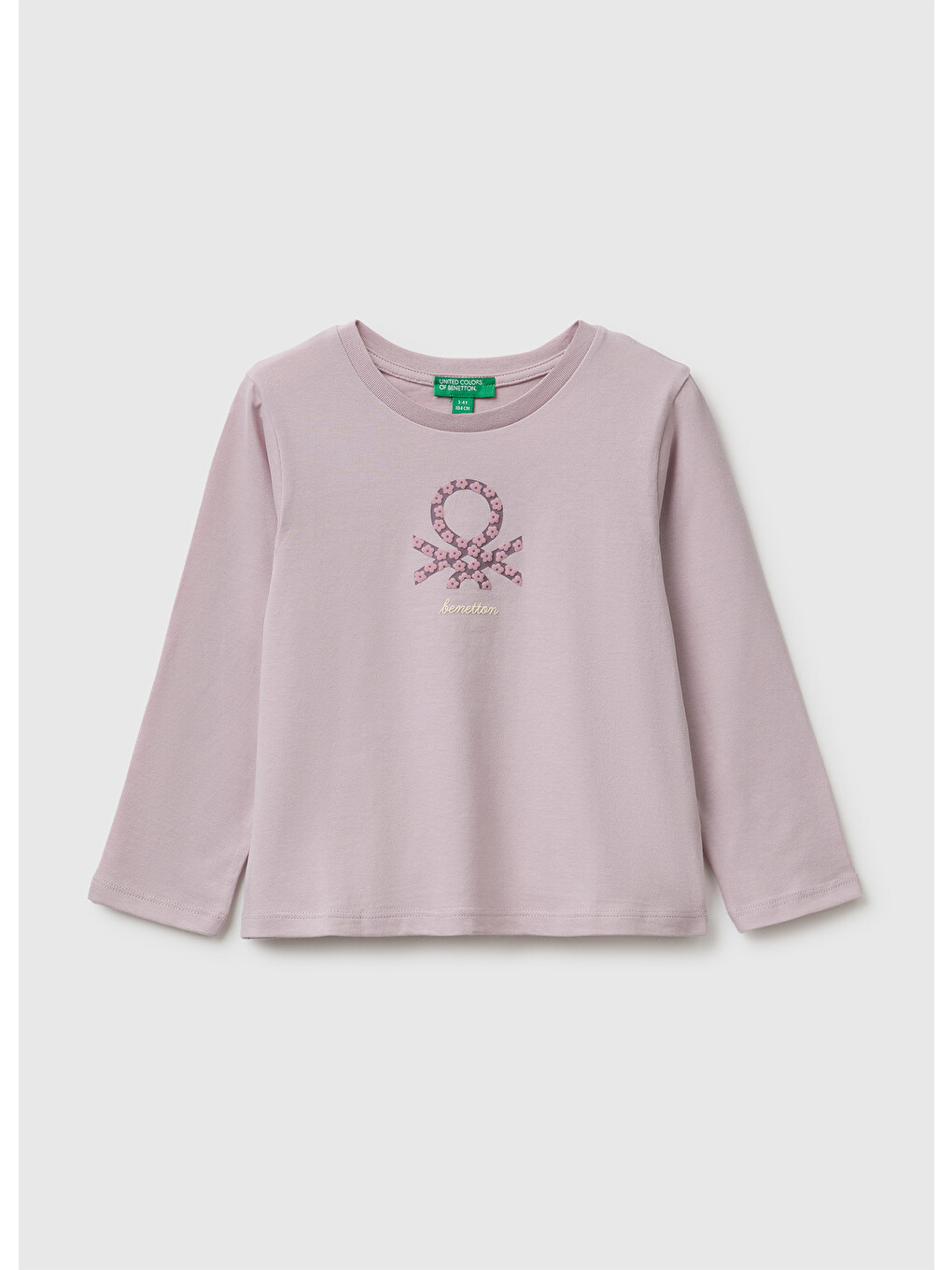Pembe Kız Bebek Gül Kurusu Önü Baskılı Uzun Kollu Tişört