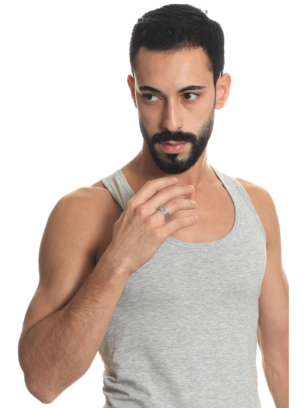 Gri Erkek Antik Gümüş Kaplama Ayarlanabilir Kafes Yüzük-7