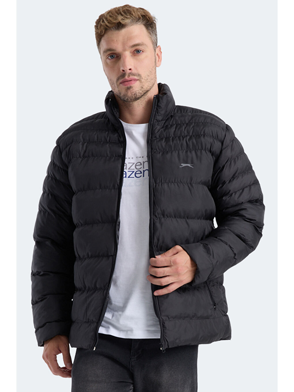 HORIZON I Erkek Dik Yaka Fermuarlı Siyah Mont & Kaban