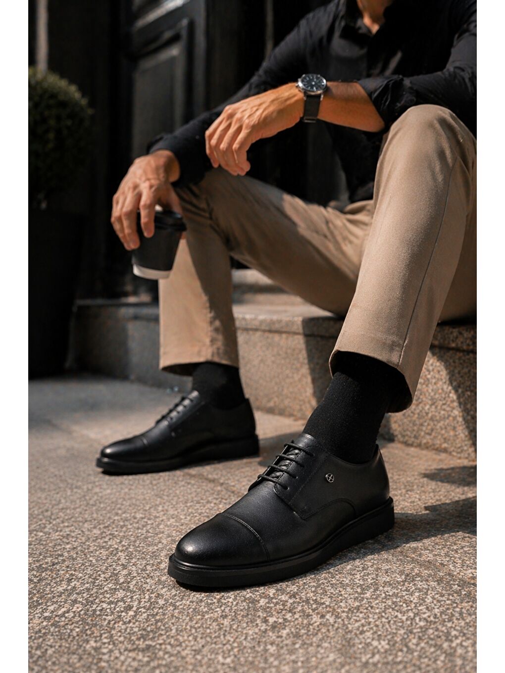 Siyah ARTOS Bağcıklı Rahat Taban Erkek Günlük Klasik Casual Ayakkabı-5
