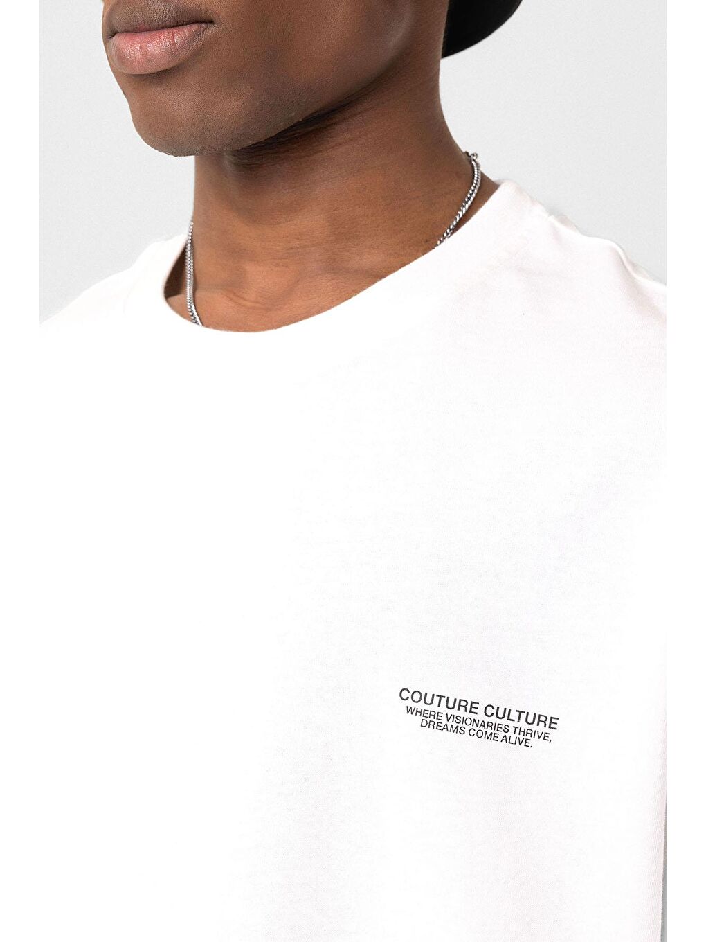 Yıkamalı Oversize Ekose Detaylı Tişört Ekru-3