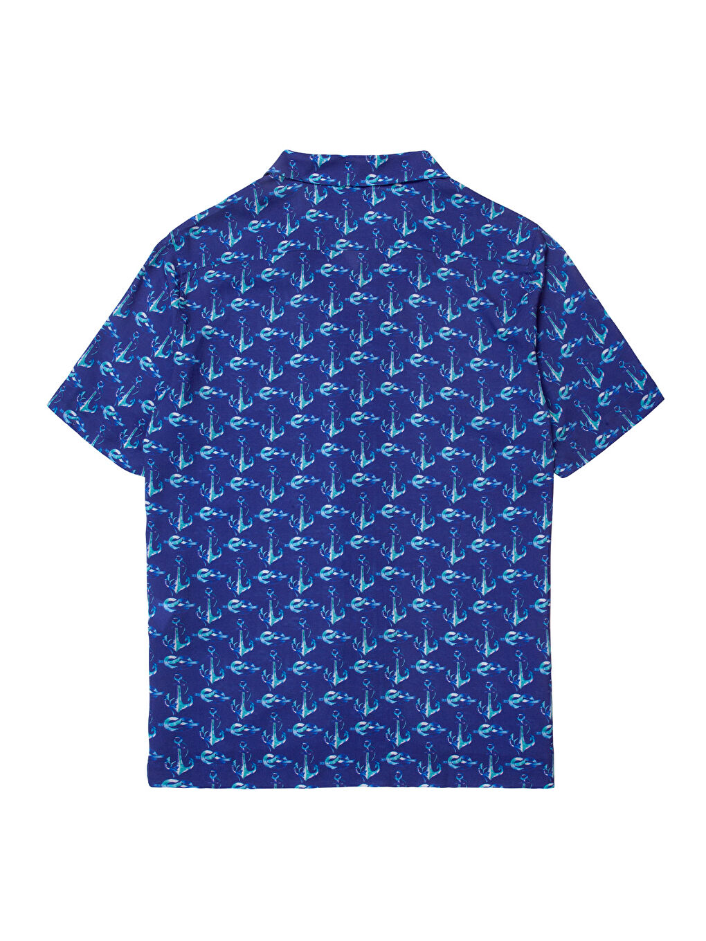 Karışık Çapa Desenli %100 Viskon Yumuşak Nefes Alabilir Kumaşlı Erkek Gömlek-1