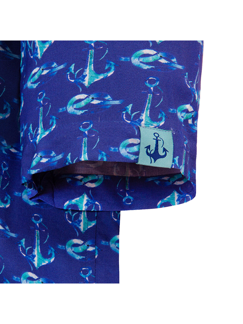 Karışık Çapa Desenli %100 Viskon Yumuşak Nefes Alabilir Kumaşlı Erkek Gömlek-2