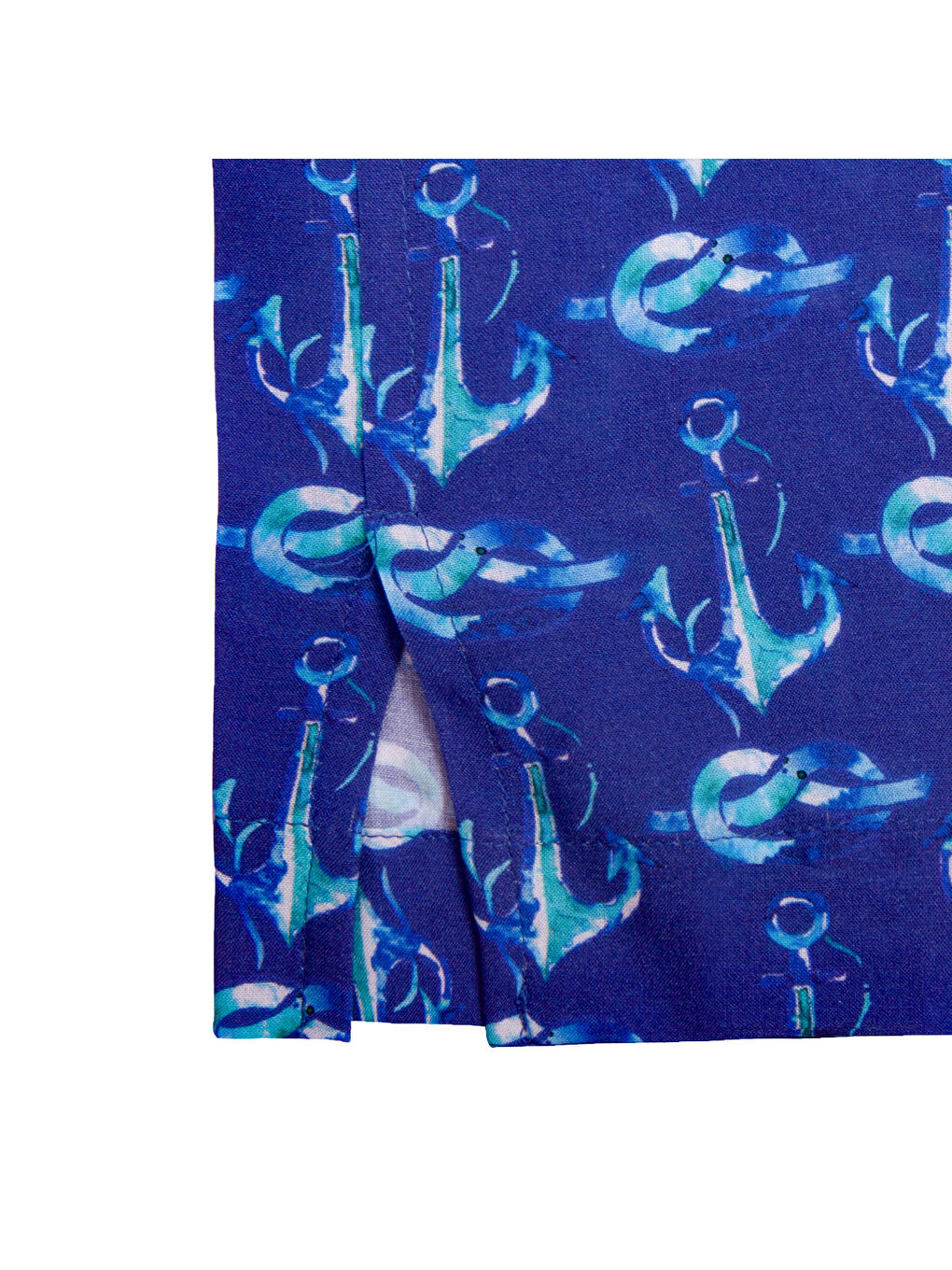 Karışık Çapa Desenli %100 Viskon Yumuşak Nefes Alabilir Kumaşlı Erkek Gömlek-4