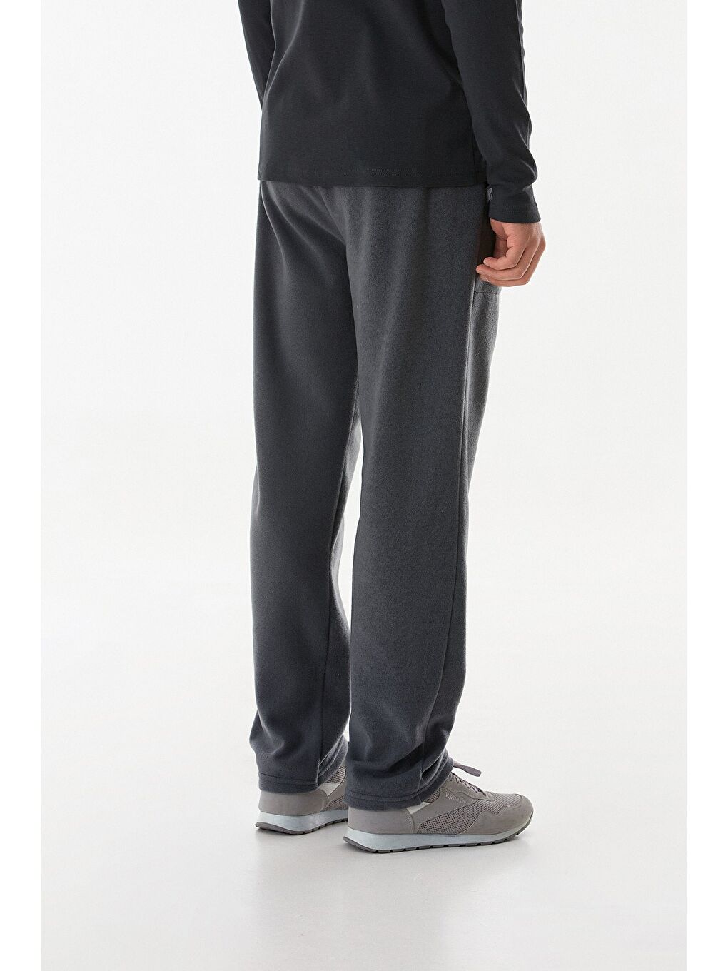 Gri Beli Lastikli Cepli Polar Eşofman Altı-2