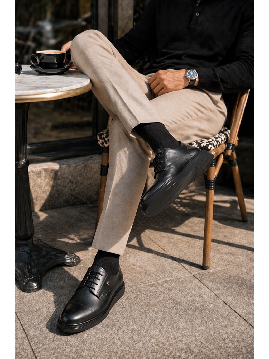 Siyah ARTOS Bağcıklı Rahat Taban Erkek Günlük Klasik Casual Ayakkabı-7
