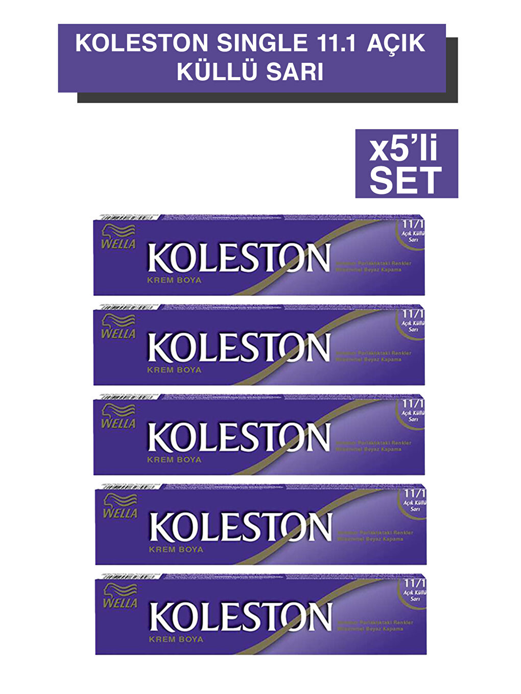 Wella Renksiz Koleston Single Tüp Boya 11/1 Açık Küllü Sari x5'li Set