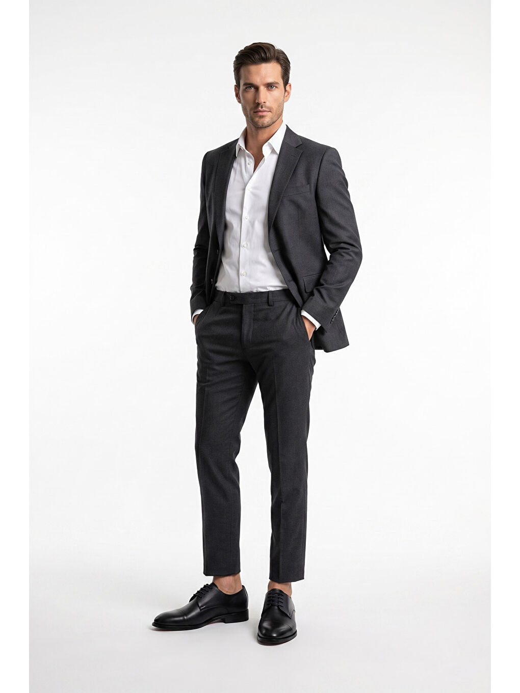 Lacivert Erkek AÇIK LACİVERT Bağcıklı Kösele Taban Hakiki Deri Klasik Ayakkabı-2