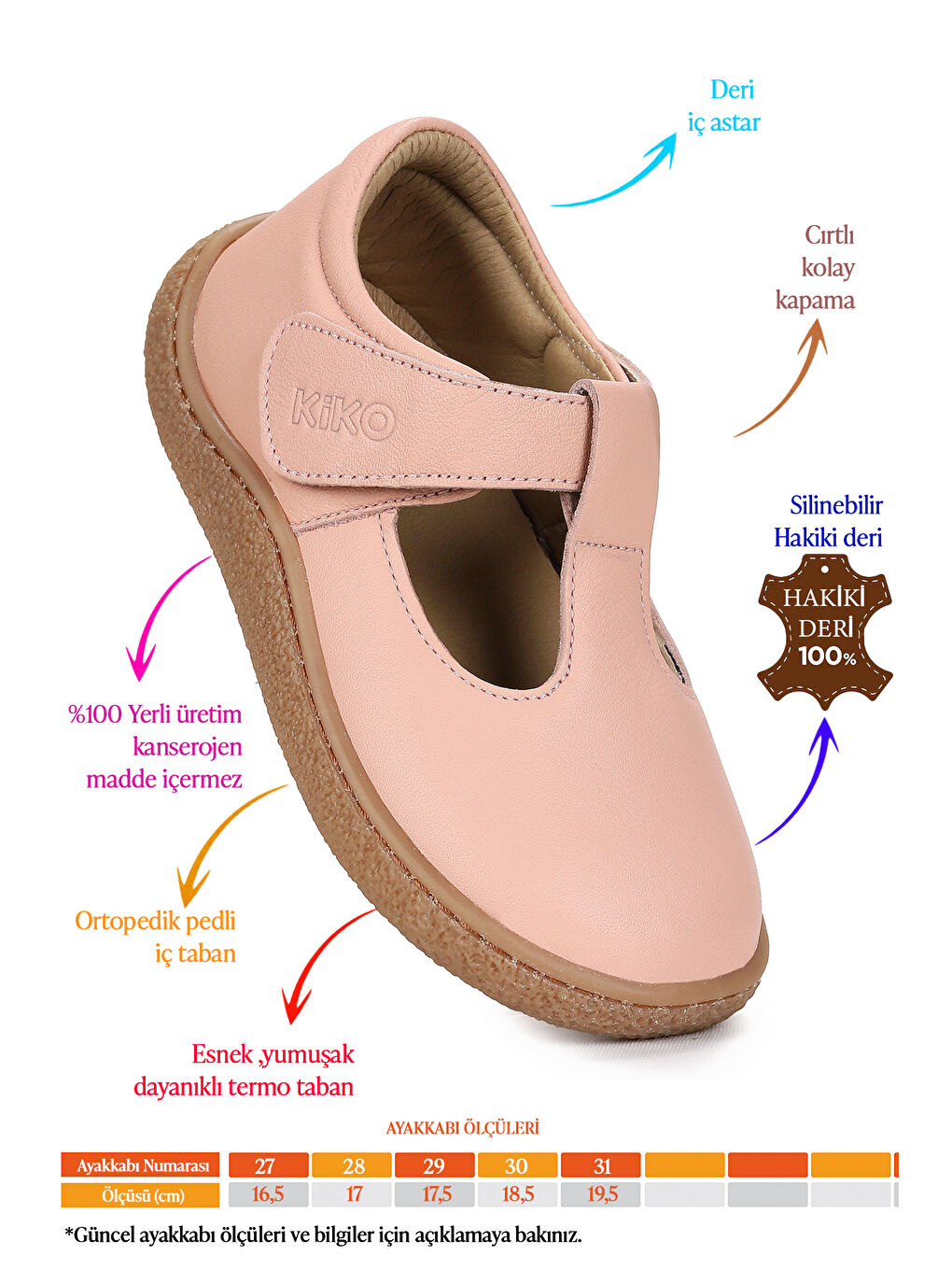 Pembe Lija %100 Deri Günlük Kız Çocuk Babet Ayakkabı-1