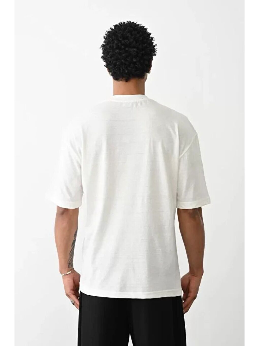 Unisex Baskılı Oversize T-Shirt - Beyaz-3