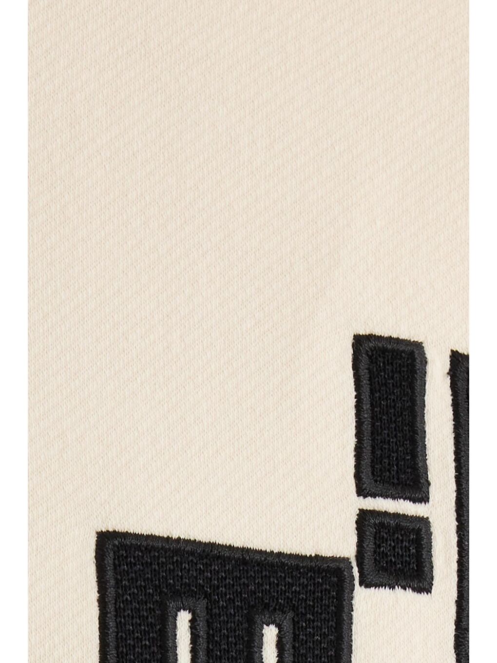 Erkek Relax Fit Rahat Kesim Pamuklu Lastikli Kol Bisiklet Yaka Baskılı Ekru Sweatshirt-5