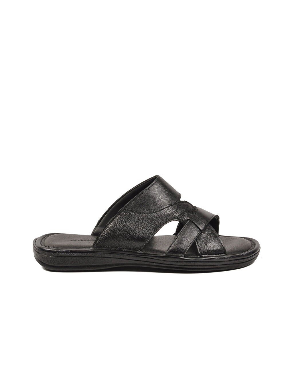 Siyah Hakiki Deri Yumuşak Taban Erkek Terlik 8521 M-1