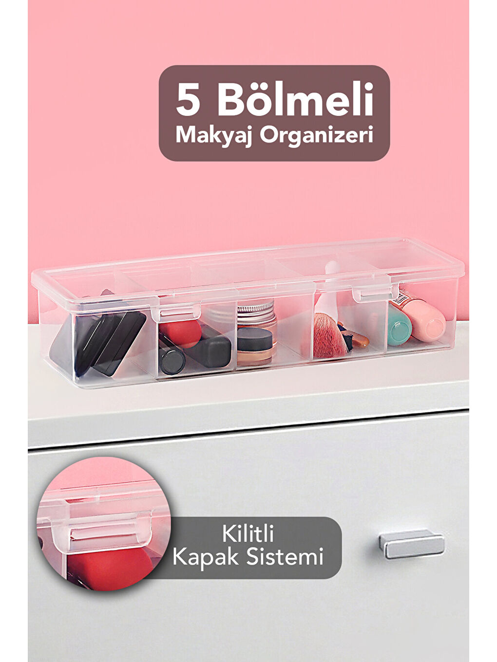 1 Adet 5 Bölmeli Kapaklı Takı Kutusu