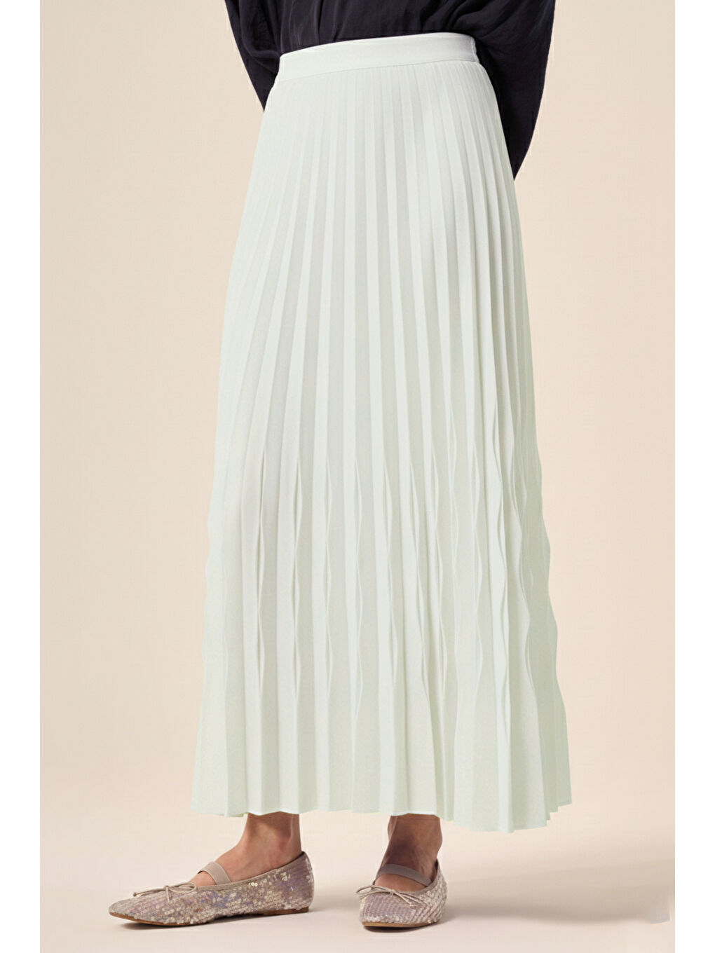 Akordiyon Pliseli Etek 5636 Ekru-3