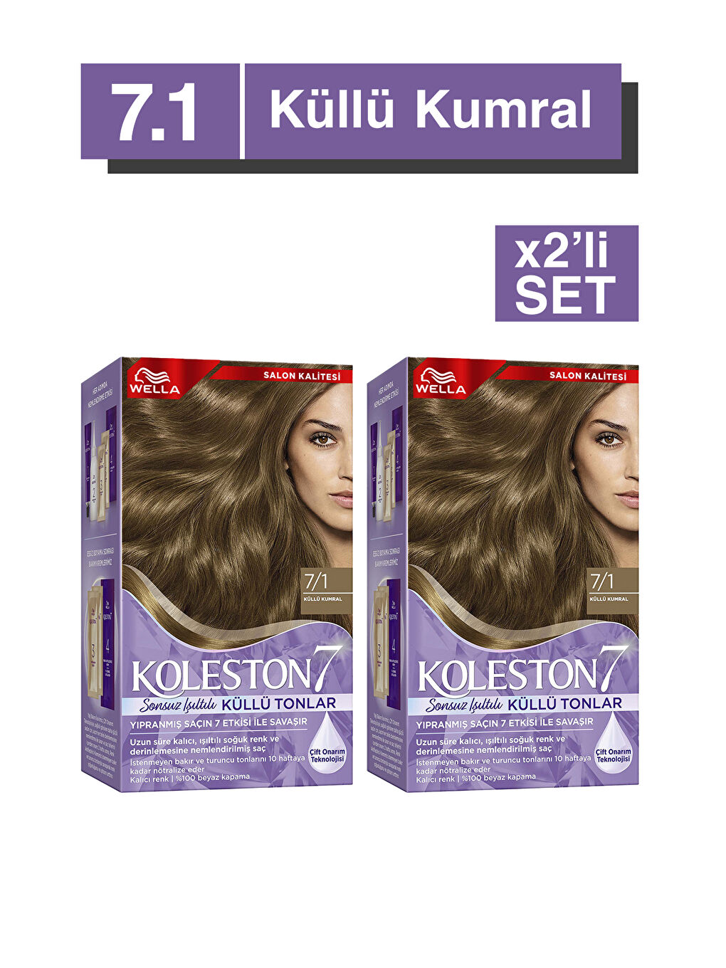 Wella Renksiz Koleston Supreme Saç Boyası 7/1 Küllü Kumral x2'li