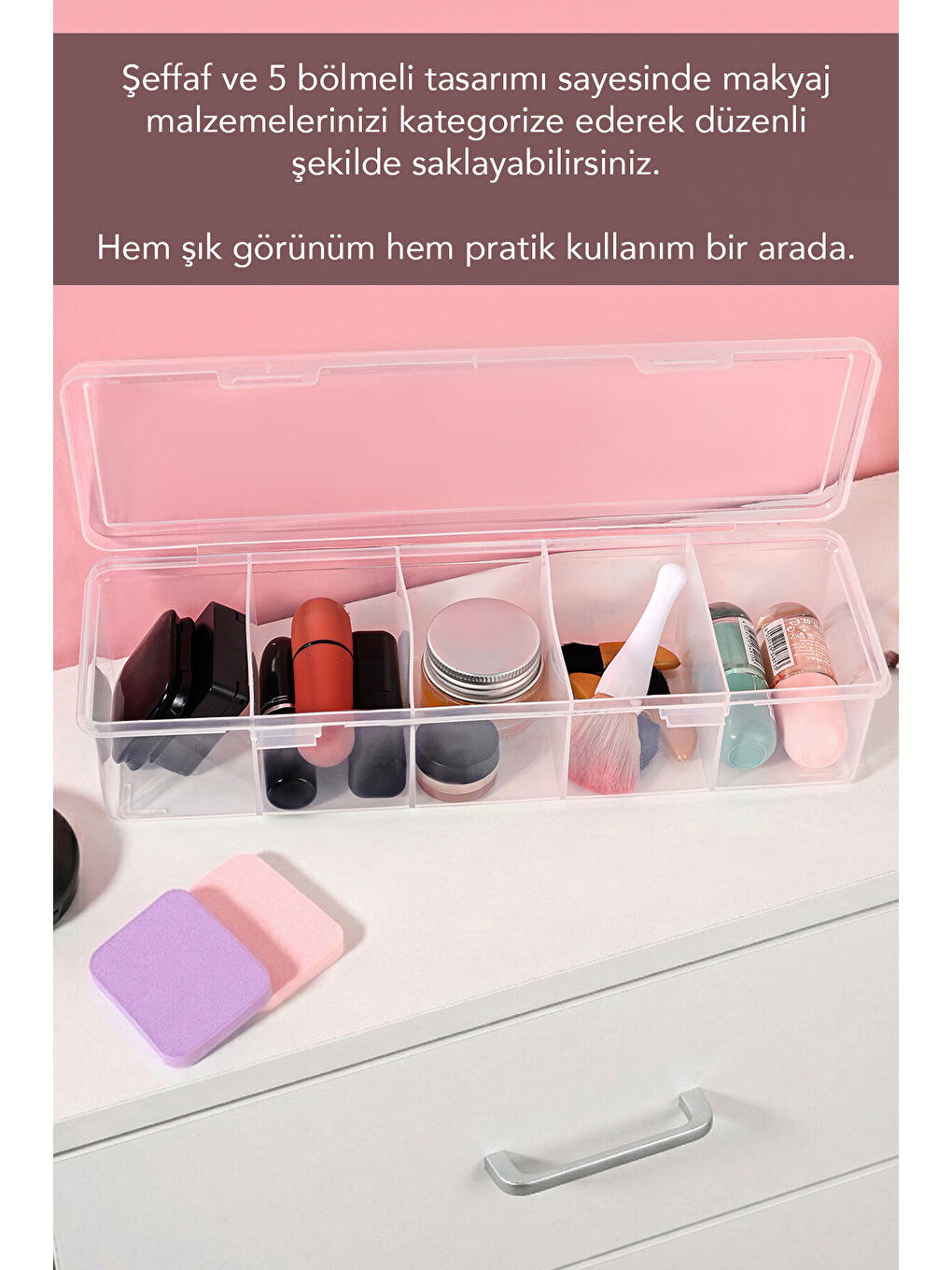 1 Adet 5 Bölmeli Kapaklı Takı Kutusu-1