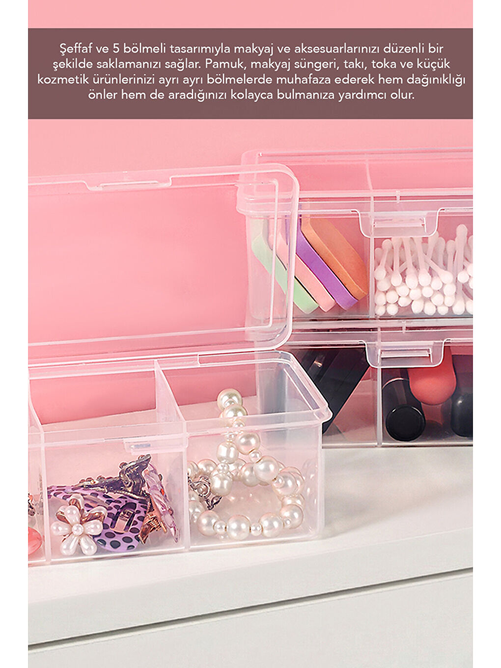 2 Adet 5 Bölmeli Kapaklı Takı Kutusu-2