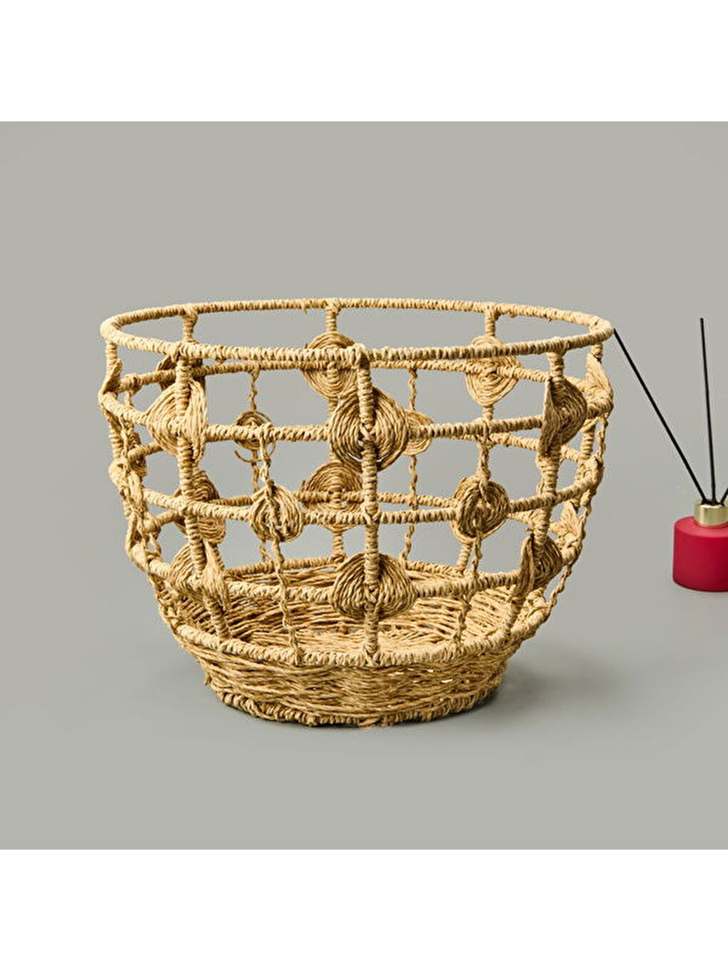 Sun Madness Örgü Dekoratif Sepet - Bej - 35x25 cm-2