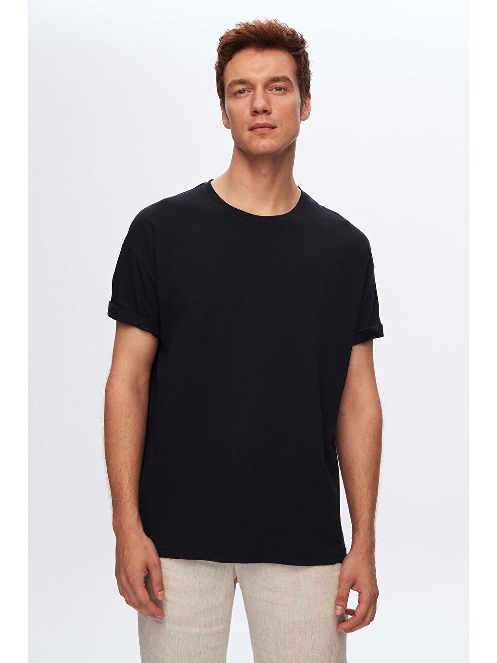 Siyah/Lacivert/Haki/Gri/Beyaz 5'Li Oversize %100 Pamuk T-Shirt-2