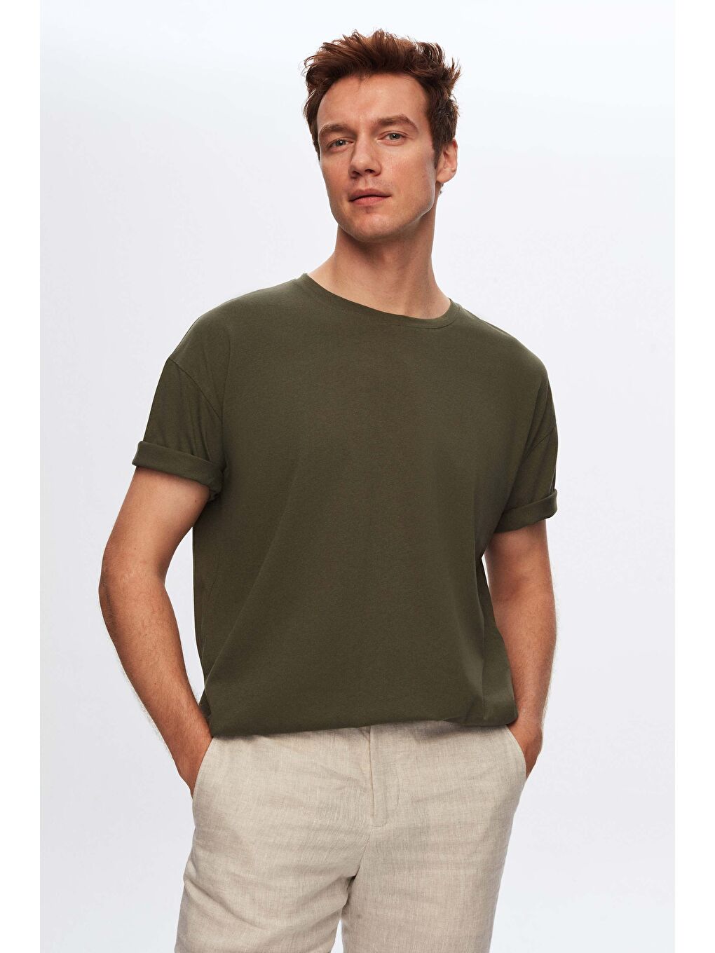 Siyah/Lacivert/Haki/Gri/Beyaz 5'Li Oversize %100 Pamuk T-Shirt-3