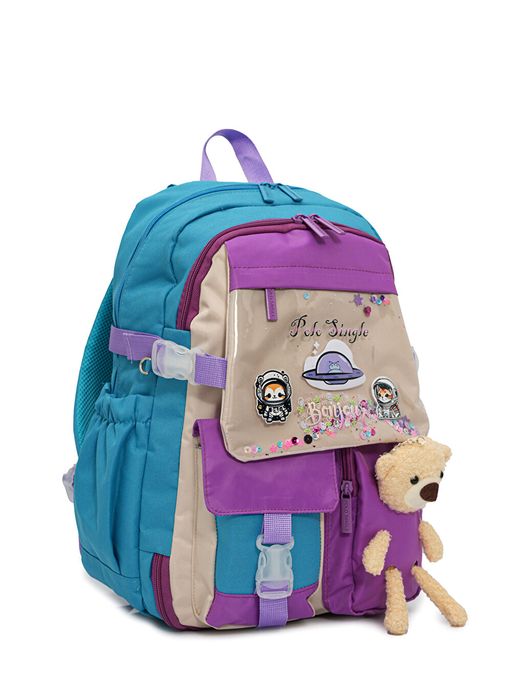 Ayıcık Detaylı Kız Çocuk İlkokul Çanta Seti-2