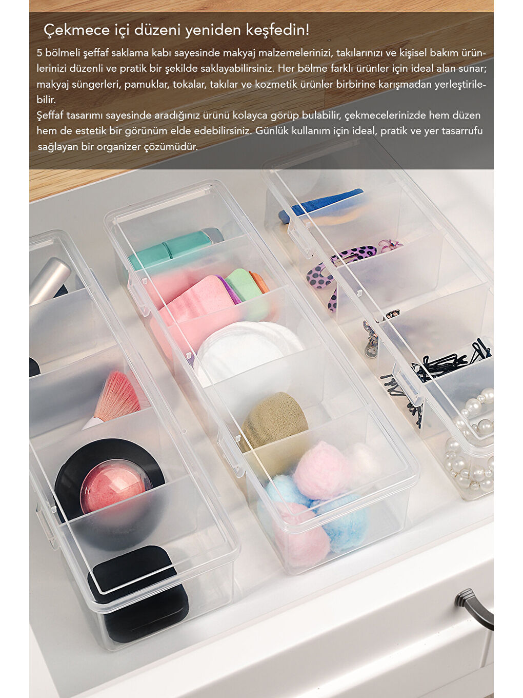 2 Adet 5 Bölmeli Kapaklı Takı Kutusu-3