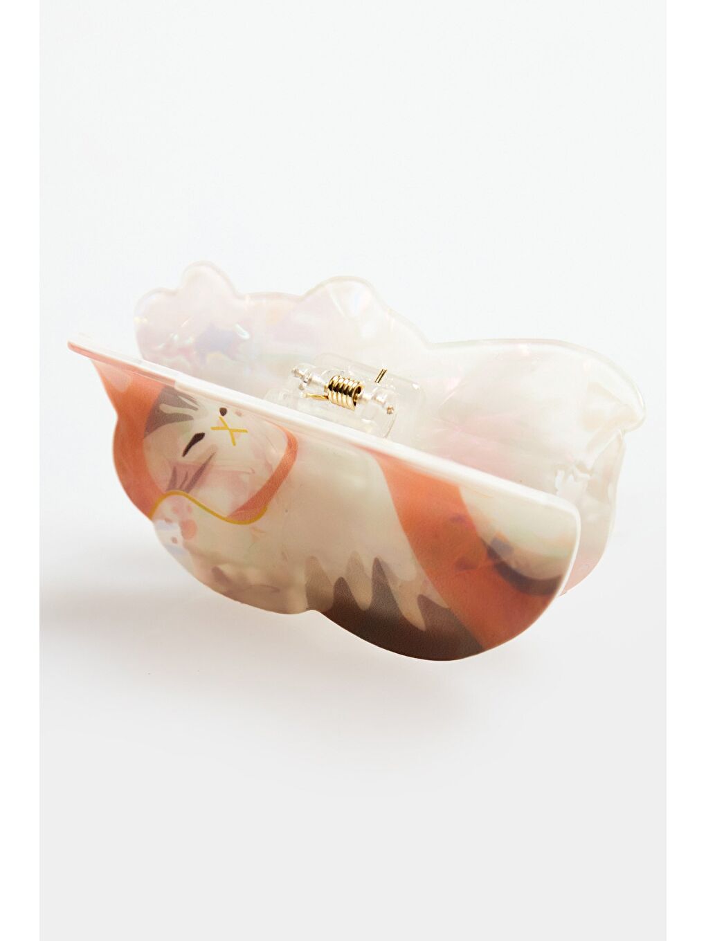 Pembe Kedi Figürlü Kemik Mandal Toka-1