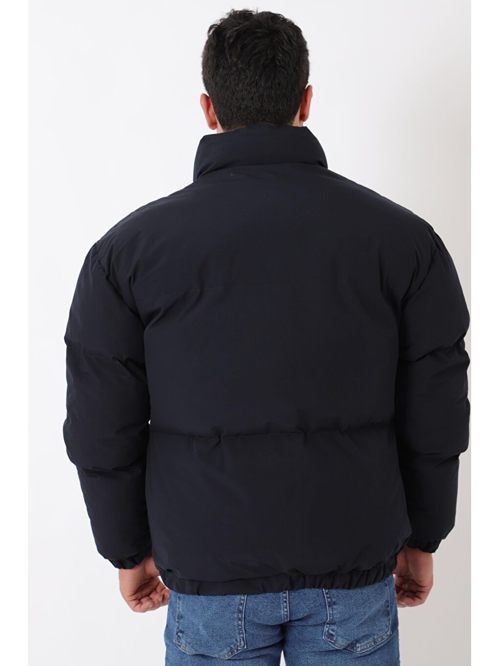 Lacivert Dik Yaka  Bomber Şişme Kışlık Mont PLDP 3018_50465-5