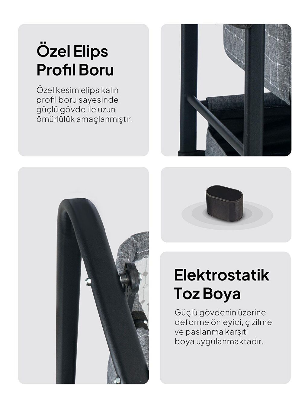 Elegance Cibinlikli Anne Yanı Sallanır Beşik - Gri Standart-1