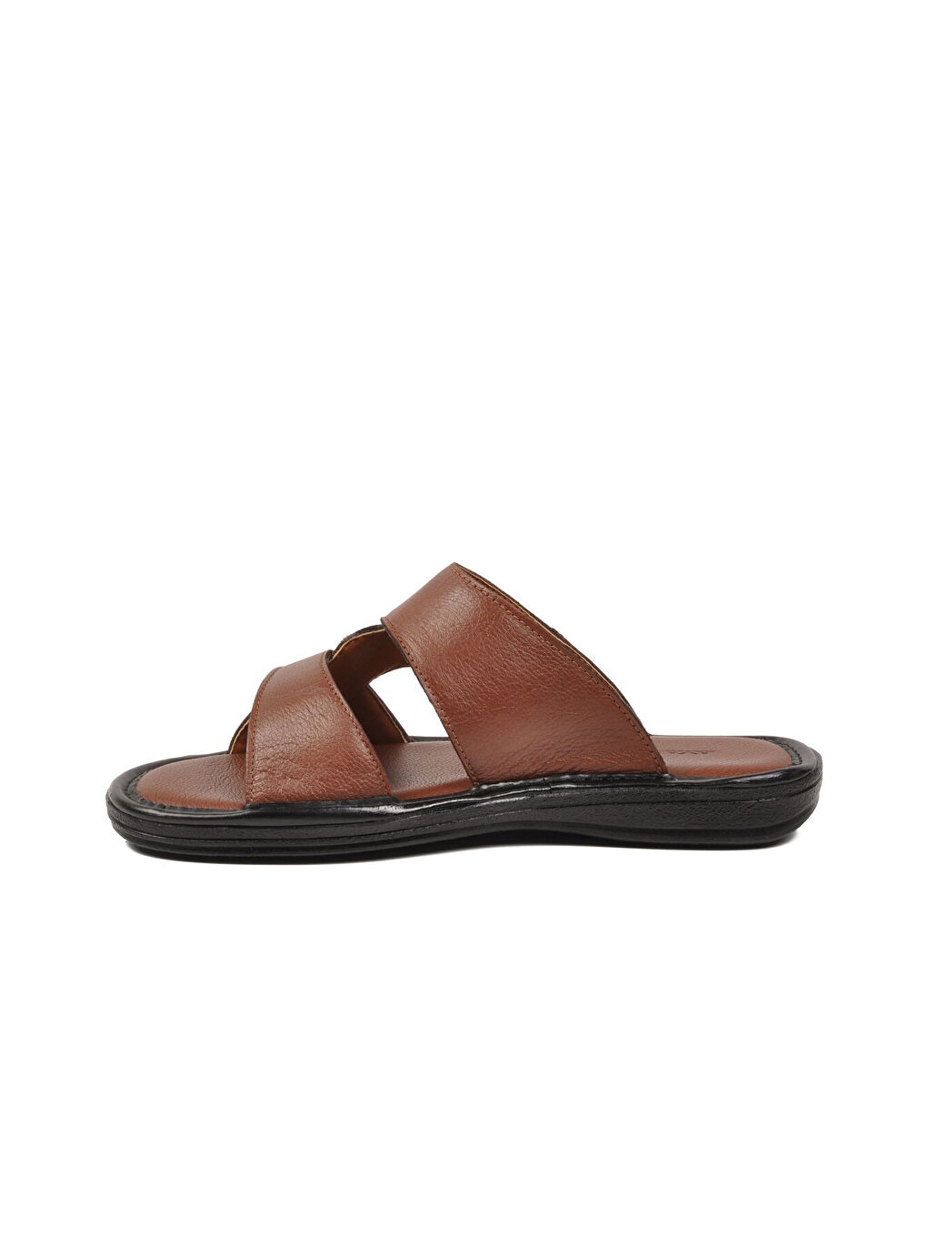Kahverengi Taba Hakiki Deri Yumuşak Taban Erkek Terlik 8521 M-3