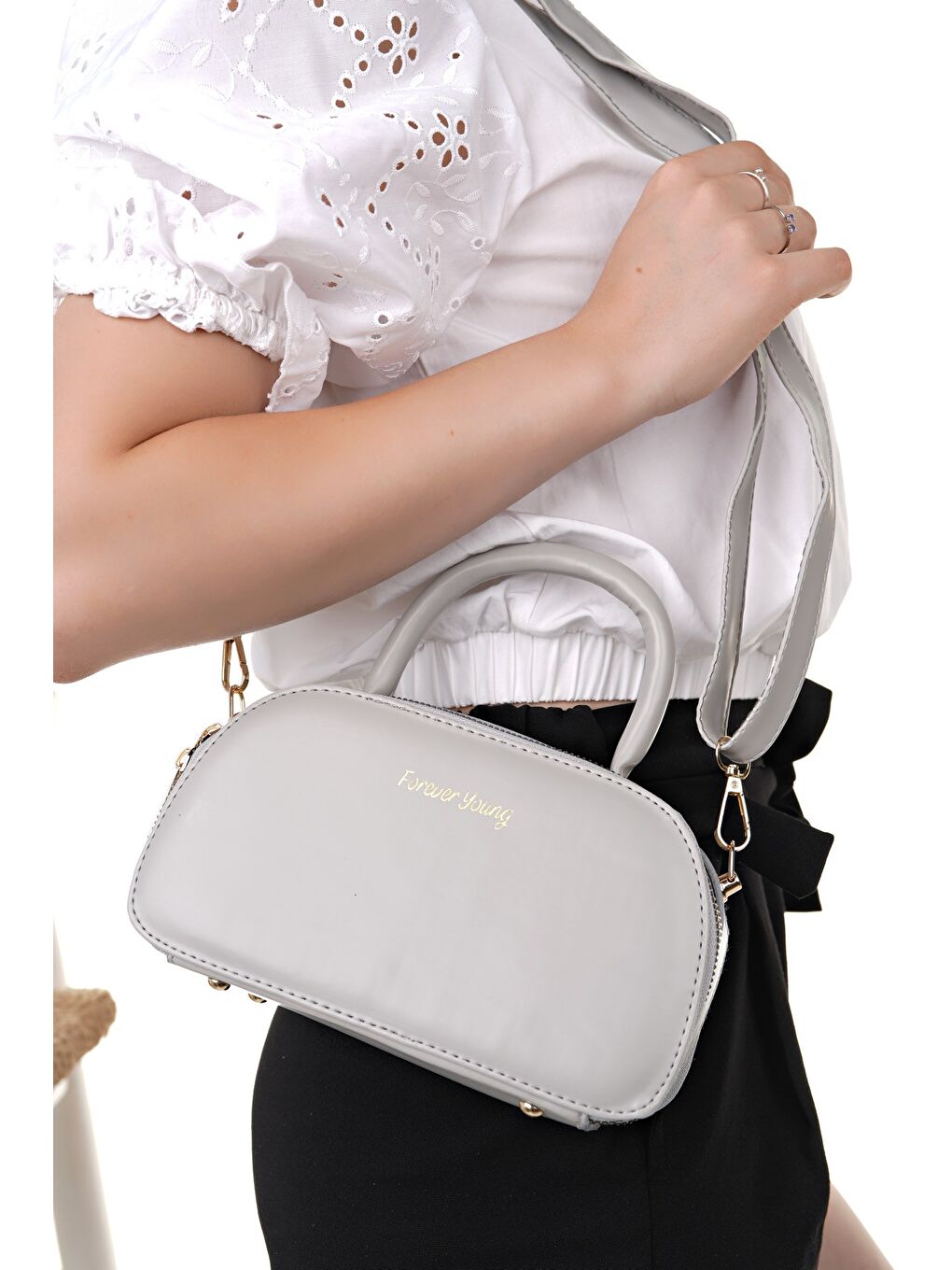 Gri ARNELA Kadın Çift Bölmeli El ve Omuz Çantası-1