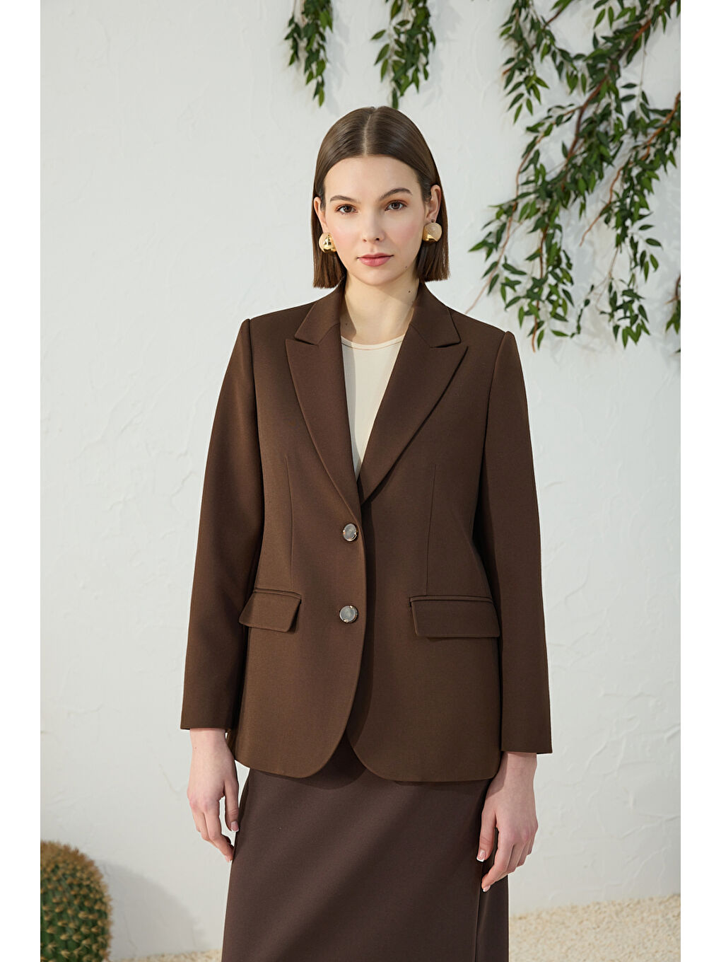 Kahverengi Klasik Blazer Ceket-2