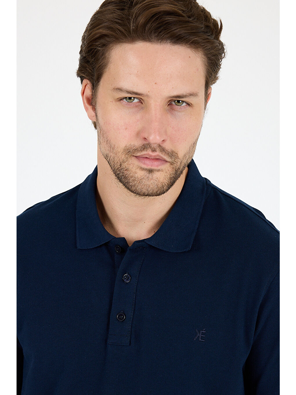 Lacivert Polo Yaka Kısa Kollu Pike Erkek %100 Pamuk Tişört-3