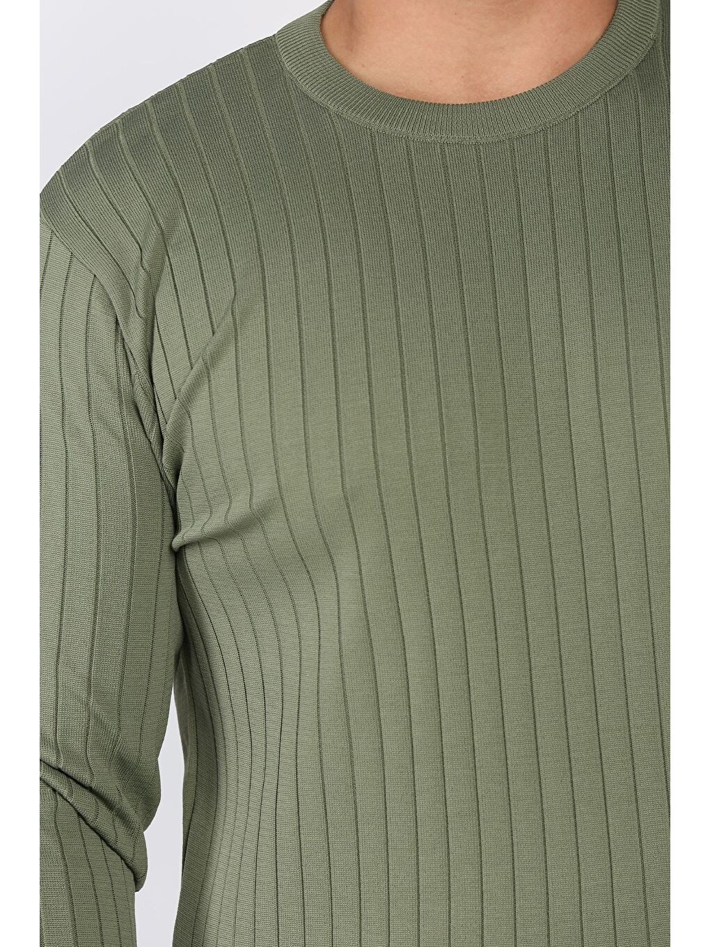 Haki Bisiklet Yaka Erkek Triko Kazak-3