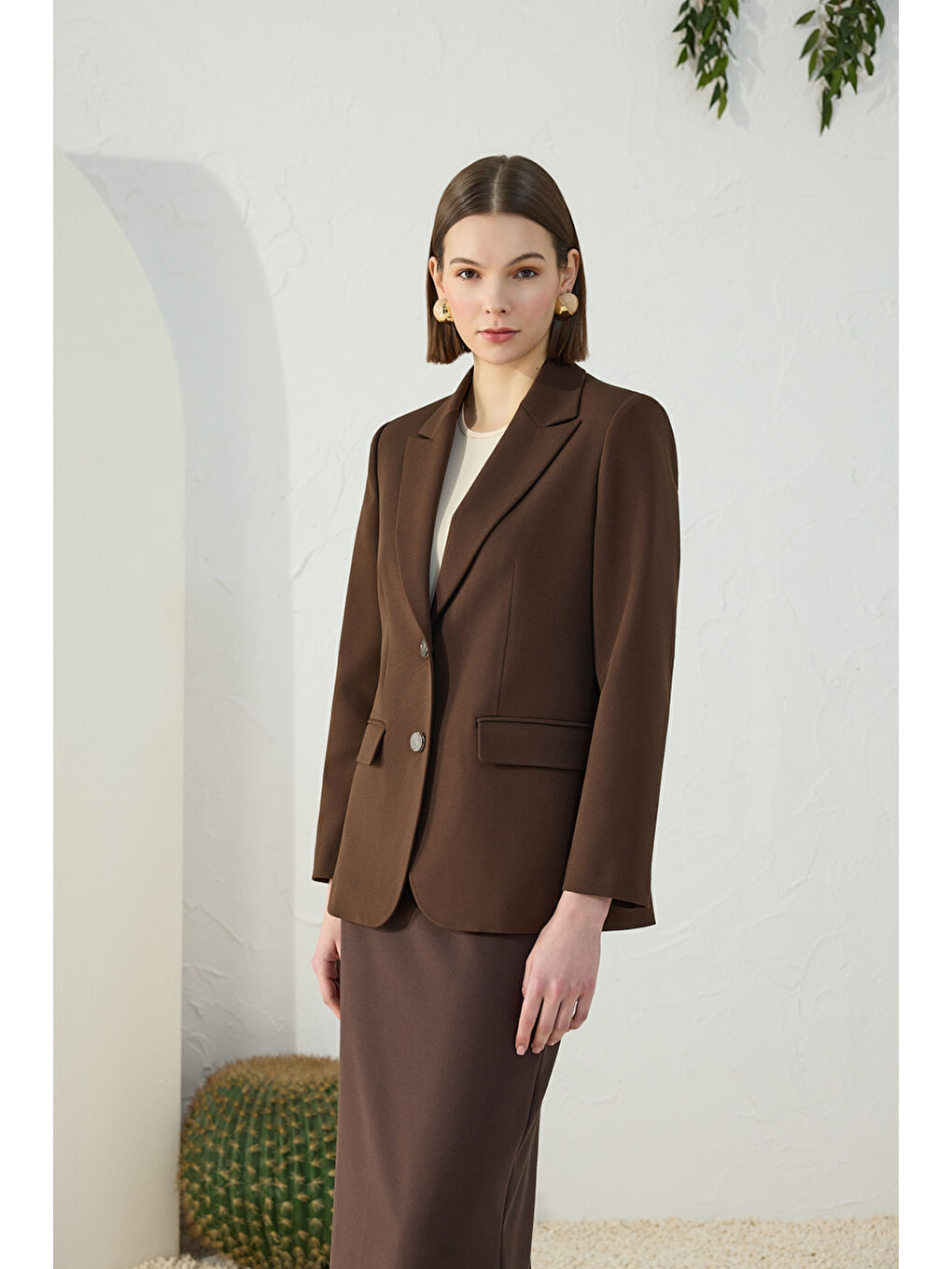 Kahverengi Klasik Blazer Ceket-3