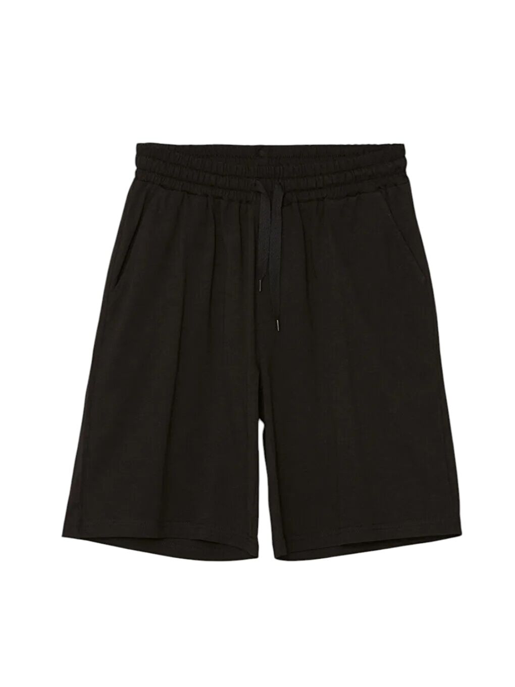 Siyah Regular Fit Beli Lastikli Erkek %100 Pamuk Şort-1
