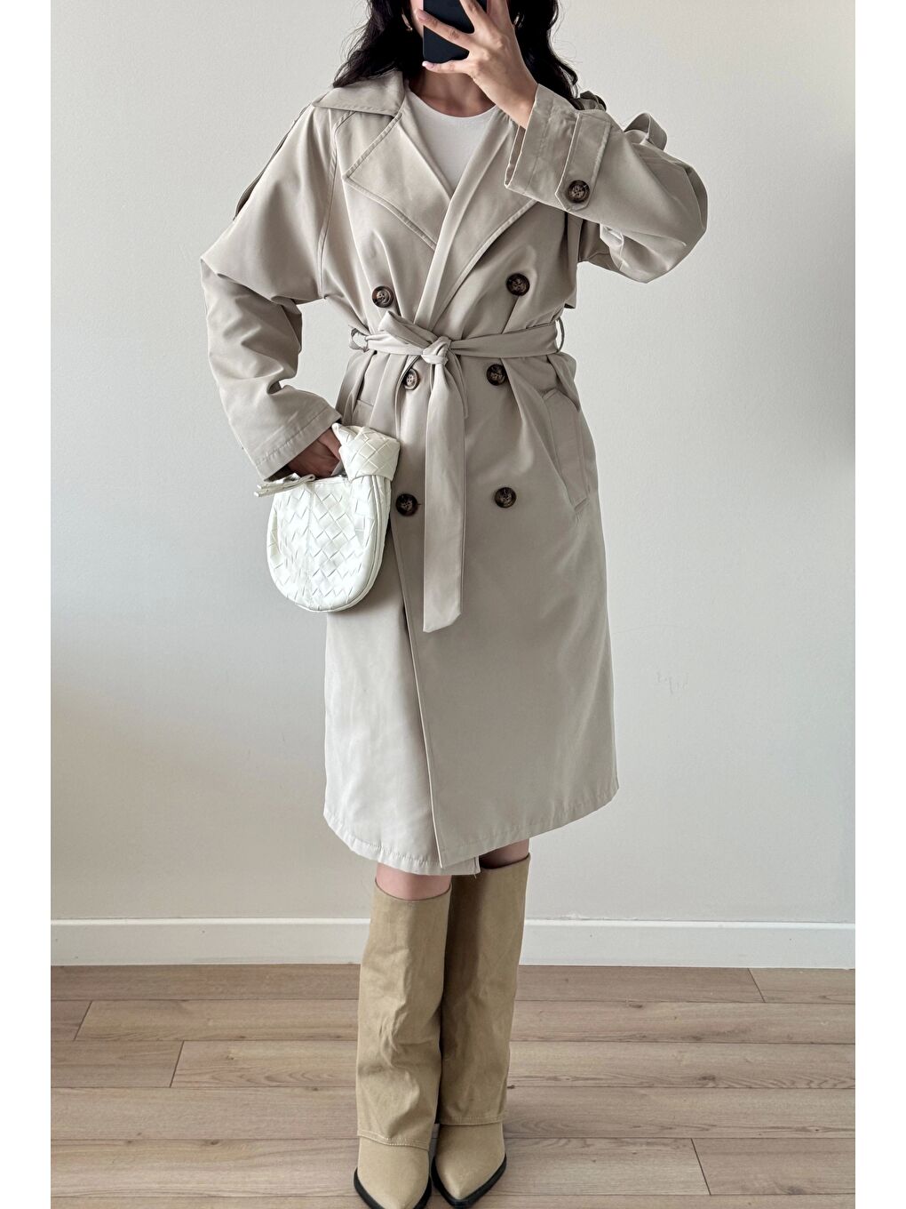 Kadın Gri Uzun Trenç 1041-5051-4