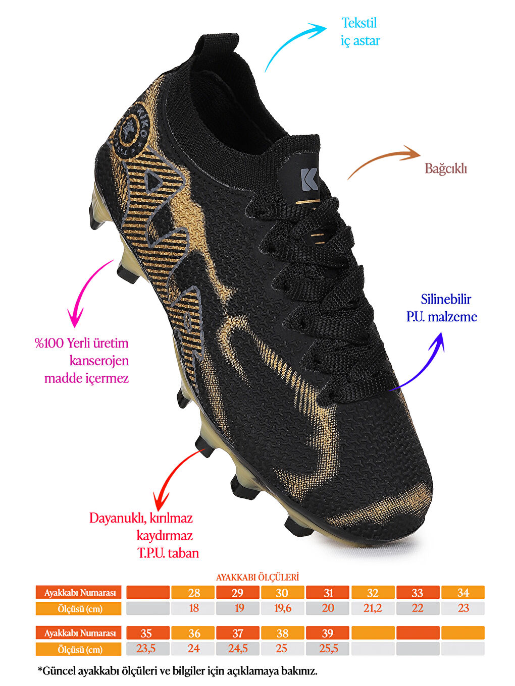 Siyah Mila Krampon Çim Saha Erkek Çocuk Futbol Ayakkabı-1