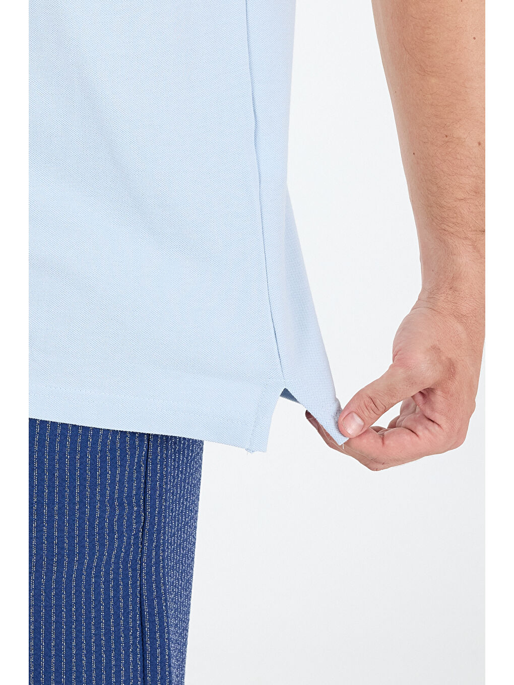 Mavi Polo Yaka Kısa Kollu Pike Erkek %100 Pamuk Tişört-3